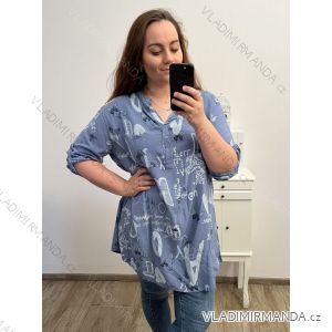 Tunika košilová  dlouhý rukáv dámská nadrozměr (3XL/4XL ONE SIZE) ITALSKÁ MÓDA IM423106