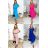 Women's Long Pleated Summer Chiffon Belt Short Sleeve Dress (S/M ONE SIZE) ITALIAN FASHION IMWGM231412