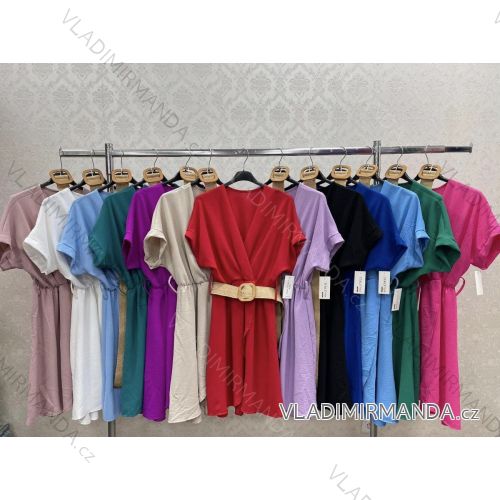 Women's Elegant Belt Short Sleeve Dress (S/M ONE SIZE) ITALIAN FASHION IMWKK231494