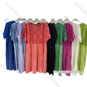 Šaty s krajkou krátký rukáv dámské nadrozměr (3XL/4XL ONE SIZE) ITALSKÁ MÓDA IMWQ23007