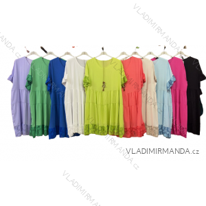 Šaty s přívěškem krátký rukáv dámské nadrozměr (3XL/4XL ONE SIZE) ITALSKÁ MÓDA IMWQ2395990
