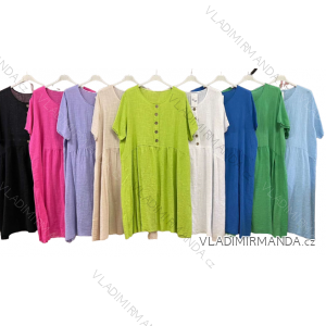 Šaty krátký rukáv dámské nadrozměr (3XL/4XL ONE SIZE) ITALSKÁ MÓDA IMWQ23035
