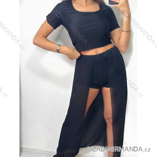 Tričko crop top krátký rukáv dámské (S/M ONE SIZE) ITALSKÁ MÓDA IMPGM2321250