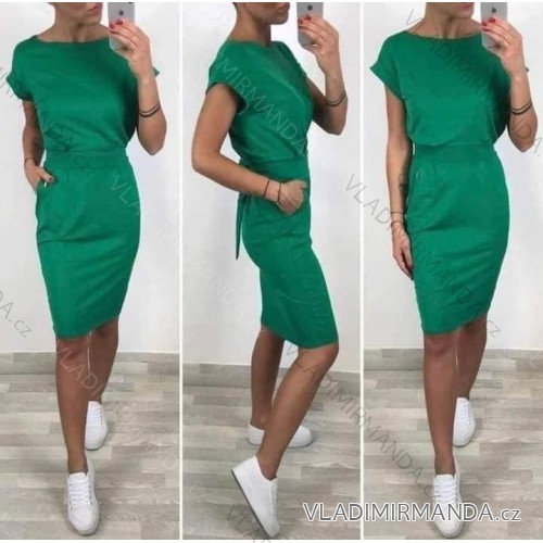 Šaty sportovní letní krátký rukáv dámské (S/M ONE SIZE) ITALSKá MóDA IMM22916/DR zelená S/M