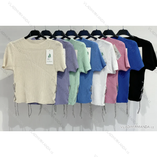 Top croptop krátký rukáv dámský (S/M ONE SIZE) ITALSKÁ MÓDA IMPMD233928a