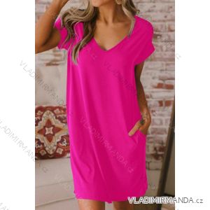Šaty letní oversize volnočasové bavlněné krátký rukáv dámské (S/M/L/XL ONE SIZE) ITALSKÁ MÓDA IMD23303