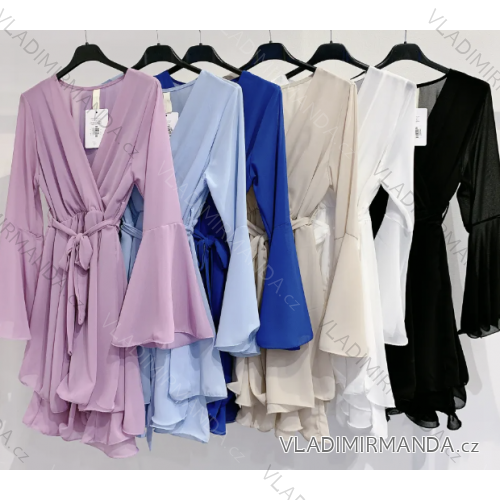 Women's Long Chiffon Short Sleeve Dress (S/M ONE SIZE) ITALIAN FASHION IMWGS231048