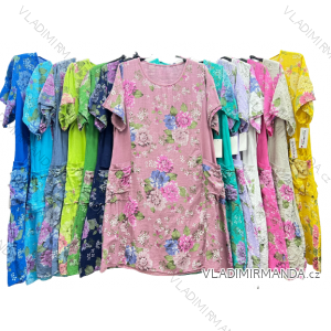 Šaty krátký rukáv dámské nadrozměr (XL/2XL ONE SIZE) ITALSKÁ MÓDA IM423255