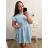 Women's Casual Cotton Short Sleeve Dress (S/M/L ONE SIZE) ITALIAN FASHION IMC23153 XL/2XL Light blue
