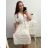 Langes Chiffon-Kurzarmkleid für Damen (S/M ONE SIZE) ITALIAN FASHION IMWGS231048