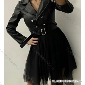 Šaty elegantní kabátkové dlouhý rukáv dámské (S/M ONE SIZE) ITALSKÁ MÓDA IMPMD234341