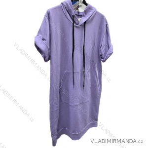 Šaty mikinové oversize krátký rukáv dámské (S/M ONE SIZE) ITALSKÁ MÓDA IMM23M22840