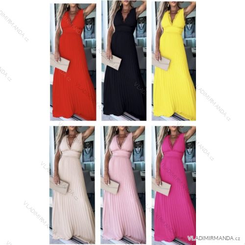 Šaty dlouhé elegantní letní bez rukávu dámské (S/M ONE SIZE) ITALSKÁ MÓDA IMWB23271