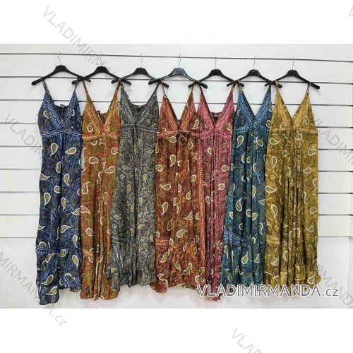 Šaty dlouhé letní na ramínka dámské (S/M ONE SIZE) INDICKÁ MÓDA IMWY23118