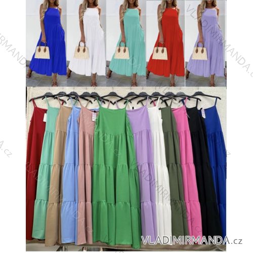 Šaty dlouhé letní na ramínka dámské (S/M ONE SIZE) ITALSKÁ MÓDA IMWB23286