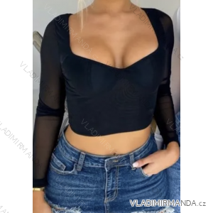 Top croptop dlouhý rukáv dámský (S/M ONE SIZE) ITALSKÁ MÓDA IMPMD2314893