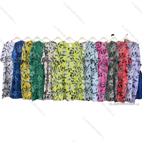 Šaty krátký rukáv dámské nadrozměr (3XL/4XL ONE SIZE) ITALSKÁ MÓDA IMWQ23048