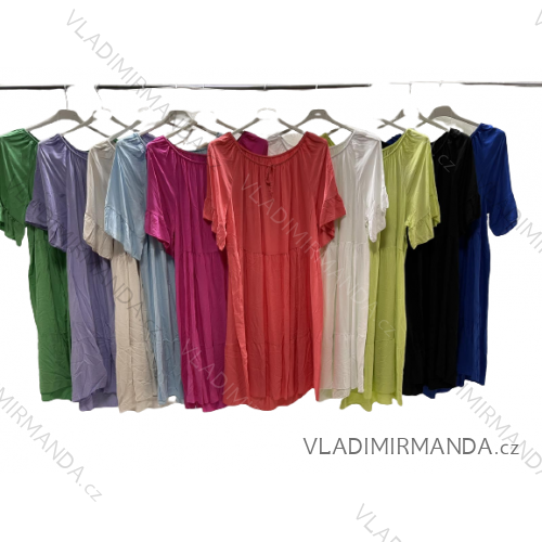 Šaty letní krátký rukáv dámské nadrozměr (3XL/4XL ONE SIZE) ITALSKÁ MÓDA IMWQ23085