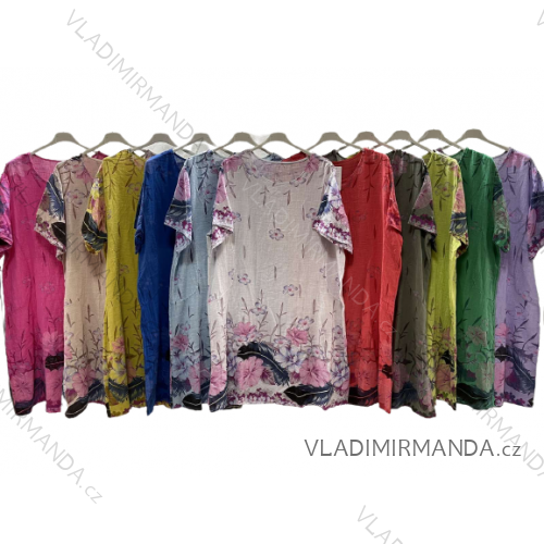 Šaty letní krátký rukáv dámské nadrozměr (3XL/4XL ONE SIZE) ITALSKÁ MÓDA IMWQ23100