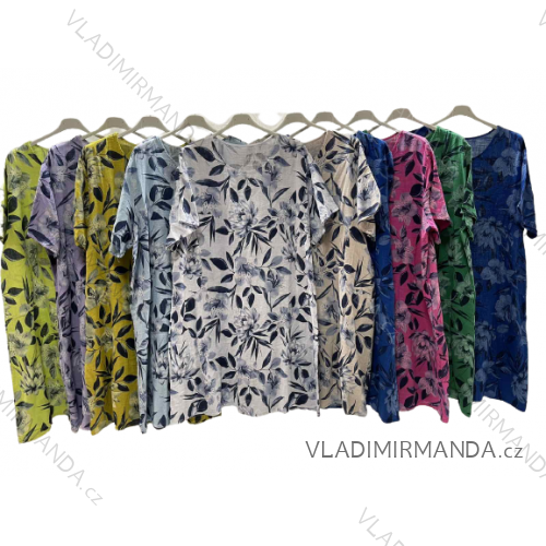 Šaty letní krátký rukáv dámské nadrozměr (3XL/4XL ONE SIZE) ITALSKÁ MÓDA IMWQ23101