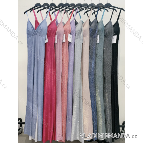 Šaty dlouhé elegantní na ramínka dámské (S/M ONE SIZE) ITALSKÁ MÓDA IMPMD2323718