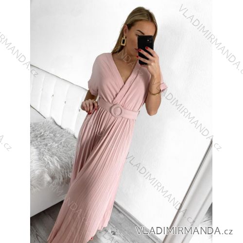 Women's Long Chiffon Short Sleeve Dress (S/M ONE SIZE) ITALIAN FASHION IMWGM23456