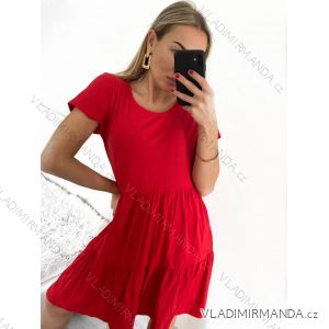 Šaty letní volnočasové bavlněné krátký rukáv dámské (S/M/L ONE SIZE) ITALSKÁ MÓDA IMD22472/DU