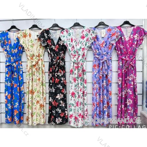 Women's Long Summer Chiffon Short Sleeve Dress (S/M ONE SIZE) ITALIAN FASHION IMWMG231560