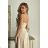 Women's Plus Size (42-46) Long Elegant Party Sleeveless Dress POLISH FASHION PMLBC23265-10 béžová 40