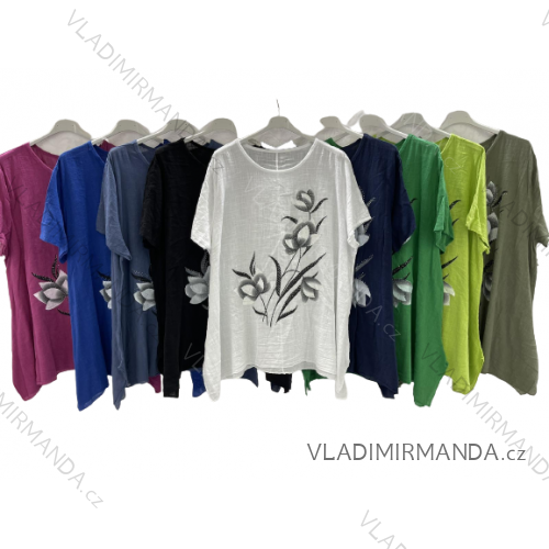 Tunika krátký rukáv dámská nadrozměr  (3XL/4XL ONE SIZE) ITALSKÁ MÓDA IMWQ23121