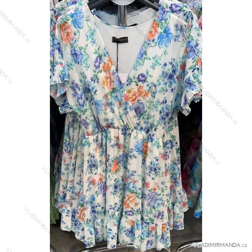 Šaty elegantní šifonové letní krátký rukáv dámské (S/M ONE SIZE) ITALSKá MóDA IMM23M8973