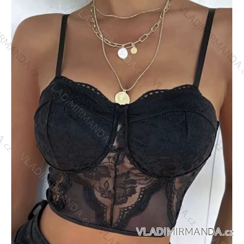 Crop top na ramínka dámský (S/M ONE SIZE) ITALSKÁ MÓDA IMPCF23wh8999