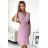 374-3 POLINA Pleated dress with a neckline and frills - dirty pink