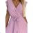 374-3 POLINA Pleated dress with a neckline and frills - dirty pink