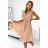 374-5 POLINA Faltenkleid mit Ausschnitt und Rüschen - beige