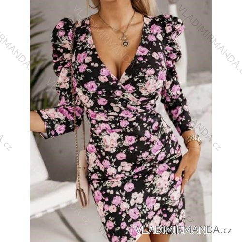 Šaty letní elegantní dlouhý rukáv dámské (S/M ONE SIZE) ITALSKÁ MÓDA IMWGB231642