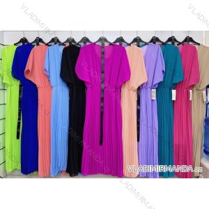 Women's Long Chiffon Belt Short Sleeve Dress (S/M/L ONE SIZE) ITALIAN FASHION IMWGM231675