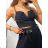 Top na ramínka letní dámský (S/M ONE SIZE) ITALSKÁ MÓDA IMM23M23865/DU černá
