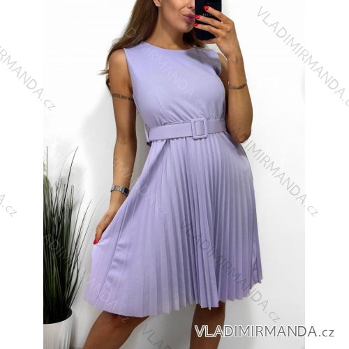 Šaty elegantní společenské skládané s páskem bez rukávu dámské (S/M ONE SIZE) ITALSKÁ MÓDA IMPSH2310594A