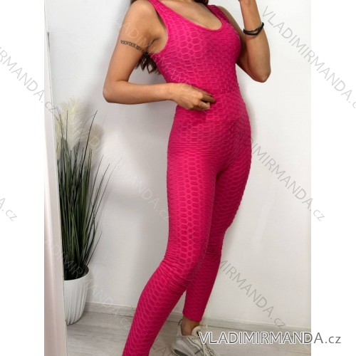 Women's sports leggings and top set (S/M ONE SIZE) ITALIAN FASHION IMWB23251/DU S/M pink