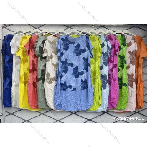 Šaty letní oválné krátký rukáv dámské nadrozměr (XL/2XL ONE SIZE) ITALSKÁ MÓDA IMWD231909