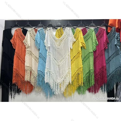 Šaty letné s opaskom krátky rukáv dámske (S/M ONE SIZE) TALIANSKA MÓDA IMWB231946