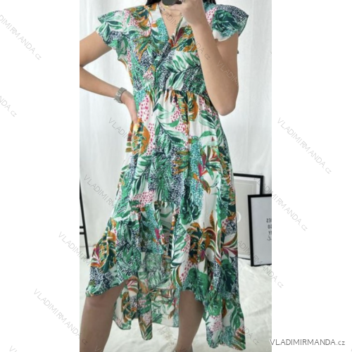 Women's Long Chiffon Short Sleeve Dress (S/M ONE SIZE) ITALIAN FASHION IMWGS231048