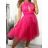 Šaty společenské tylové krátké bez rukávu dámské (S/M ONE SIZE) ITALSKÁ MÓDA IMM239097 S/M Old-pink