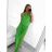 Women's Long Flared Dress Carmen Shoulders (S / M ONE SIZE) ITALIAN FASHION IMWA221622 M / L Neon green