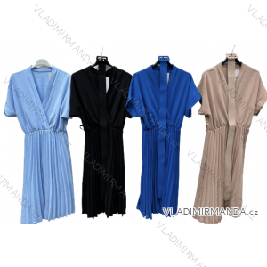 Šaty elegantní s páskem krátký rukáv dámské (S/M ONE SIZE) ITALSKÁ MÓDA IMD23432