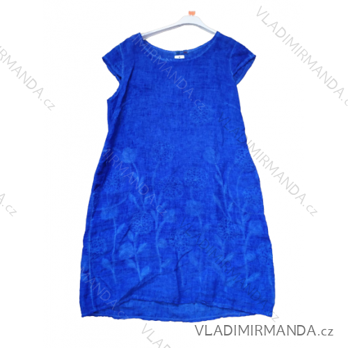 Šaty lněné letní krátký rukáv dámské (M-2XL) ITALSKá MóDA IM422STELA 54 Royal blue