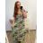 Women's Long Short Sleeve Dress (S / M ONE SIZE) FRENCH FASHION FMB21008 L/XL Green