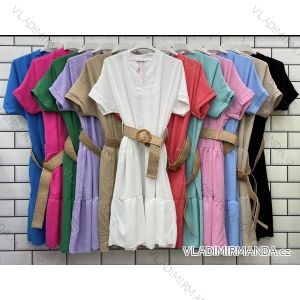 Women's Summer Dress with Belt Short Sleeve (S/M ONE SIZE) ITALIAN FASHION IMWPO232048