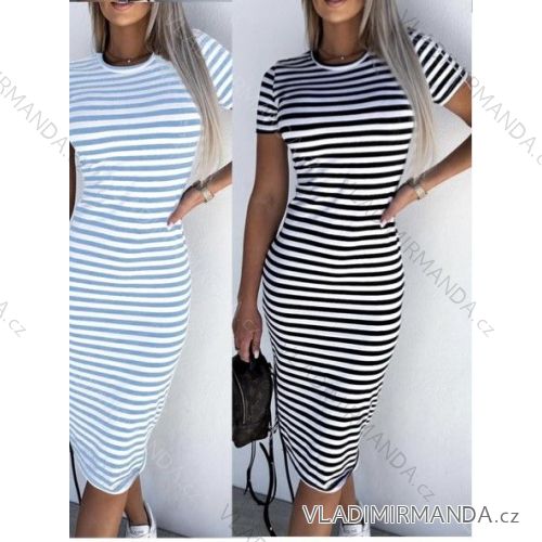Šaty letné krátky rukáv dámske prúžok (S/M ONE SIZE) TALIANSKA MÓDA IMWB23360